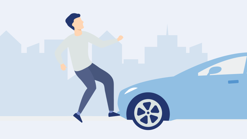 車が人に衝突したイラスト