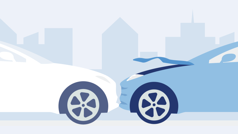 車同士が衝突しているイラスト