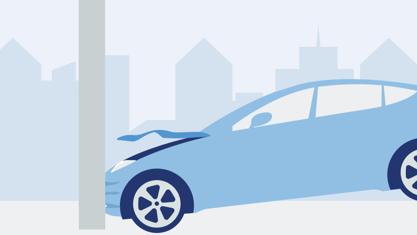 電柱に車が衝突しているイラスト
