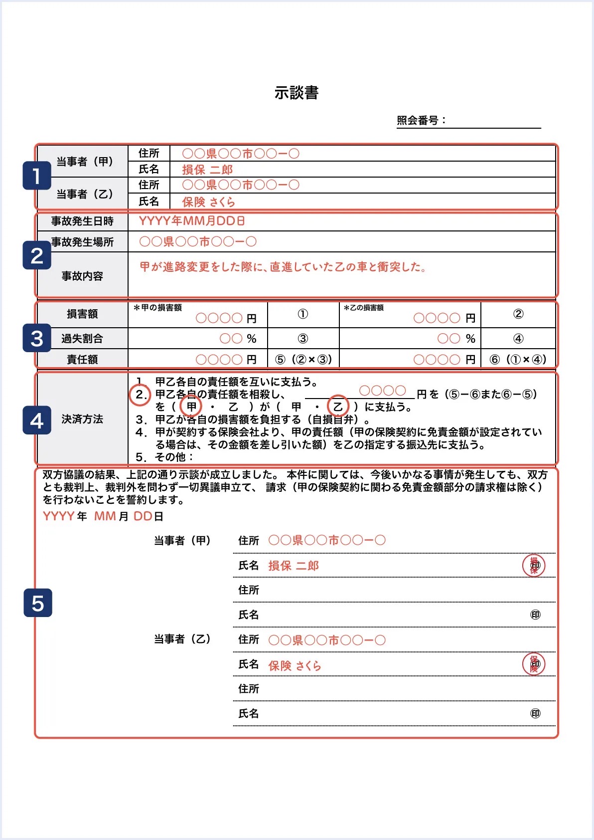 交通事故の示談書の書き方