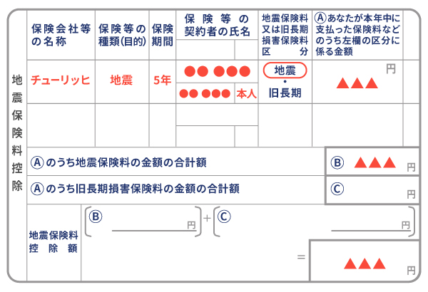 年末調整の地震保険料控除申告書の書き方