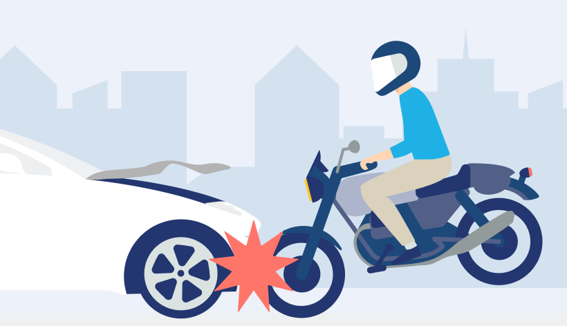車に衝突しているイラスト